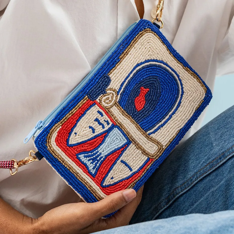 INK + ALLOY Leila Sardine Seed Bead Clutch With Strap