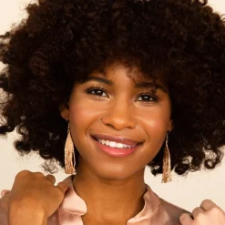 INK + ALLOY Lexie Solid Beaded Fringe Earrings Rose Gold