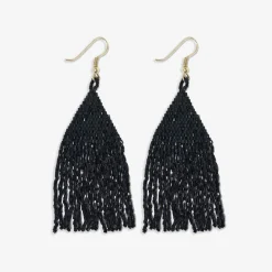 INK + ALLOY Lexie Solid Beaded Fringe Earrings Black