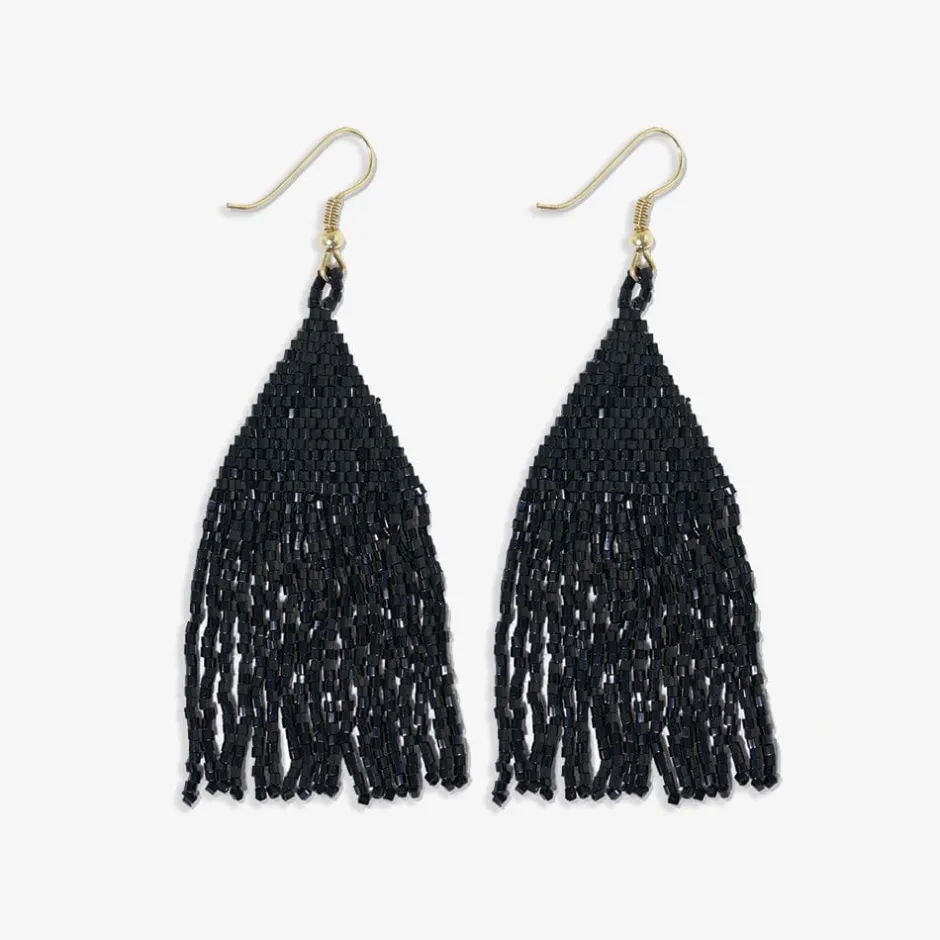 INK + ALLOY Lexie Solid Beaded Fringe Earrings Black