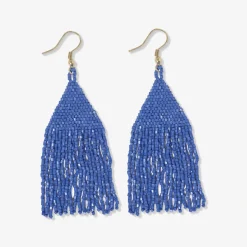 INK + ALLOY Lexie Solid Beaded Fringe Earrings Lapis