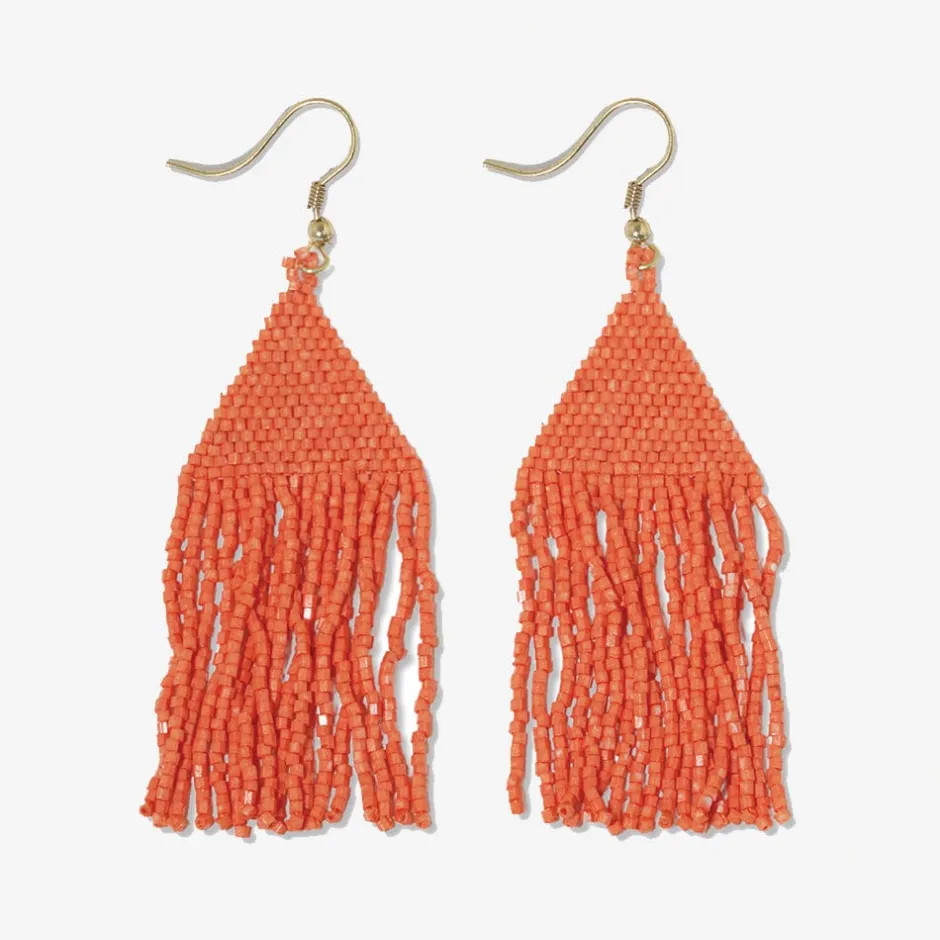 INK + ALLOY Lexie Solid Beaded Fringe Earrings Coral