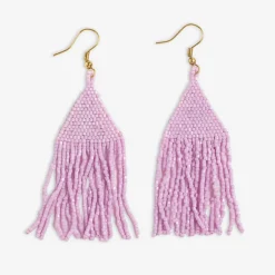 INK + ALLOY Lexie Solid Beaded Fringe Earrings Light Lavender