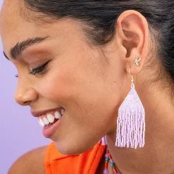 INK + ALLOY Lexie Solid Beaded Fringe Earrings Light Lavender