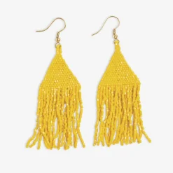 INK + ALLOY Lexie Solid Beaded Fringe Earrings Lemon