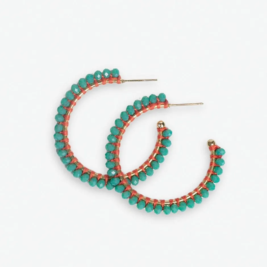 INK + ALLOY Lillian Crystal Threaded Beads Hoop Turquoise