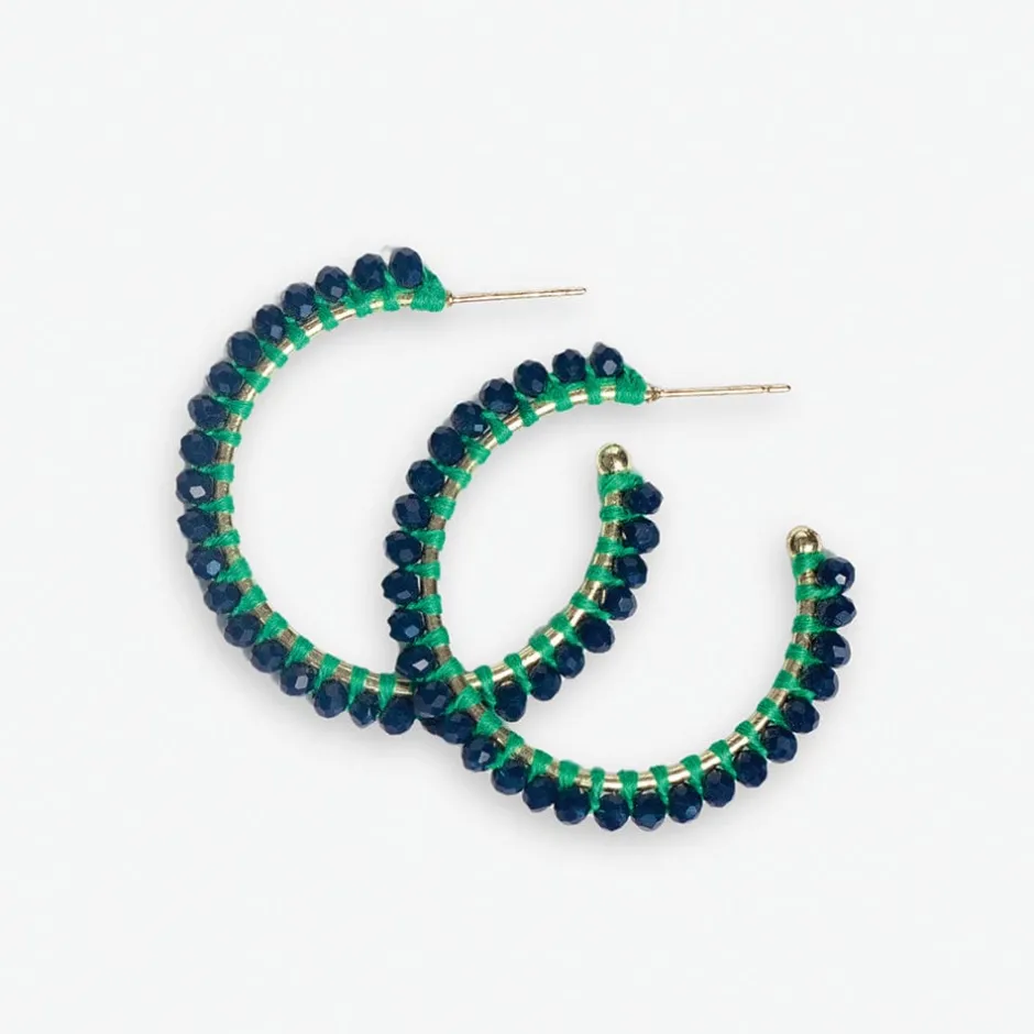 INK + ALLOY Lillian Crystal Threaded Beads Hoop Navy