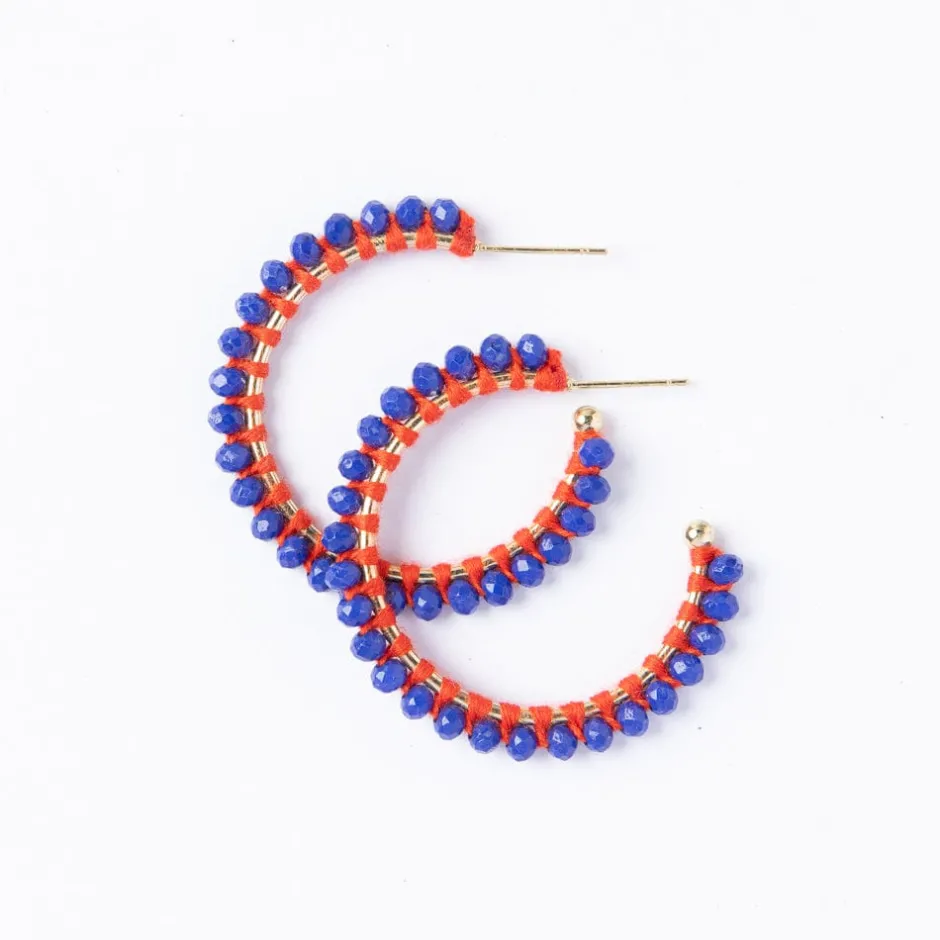 INK + ALLOY Lillian Crystal Threaded Beads Hoop Royal Blue