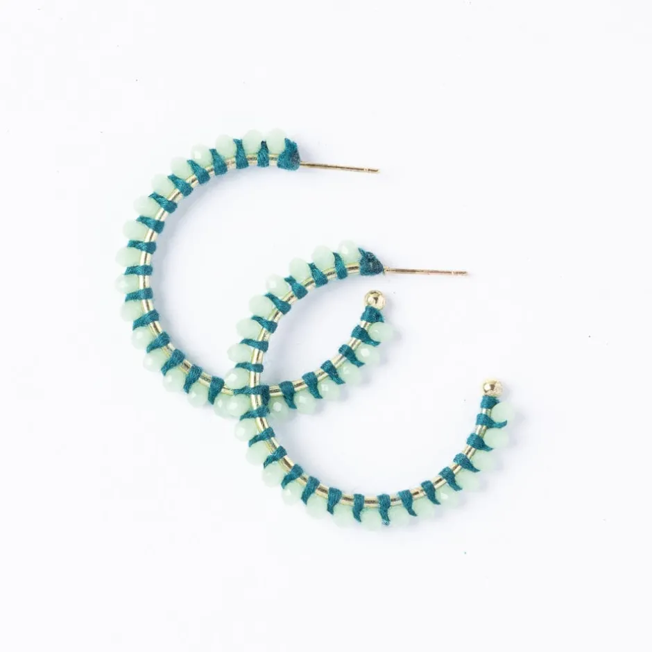 INK + ALLOY Lillian Crystal Threaded Beads Hoop Mint