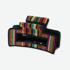 INK + ALLOY Lola Stripes Beaded Hair Claw Clip Jewel Tone