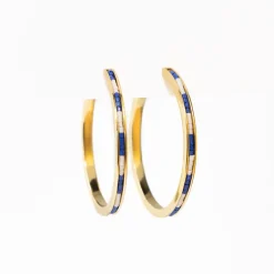 INK + ALLOY Lulu Hoop Earring Brass With Chanel Of Seed Bead Navy