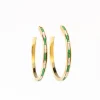 INK + ALLOY Lulu Hoop Earring Brass With Chanel Of Seed Bead Kelly Green
