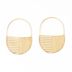 INK + ALLOY Maggie Opposite Lines Hoop Earrings Brass