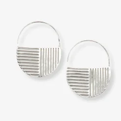 INK + ALLOY Maggie Opposite Lines Hoop Earrings Silver