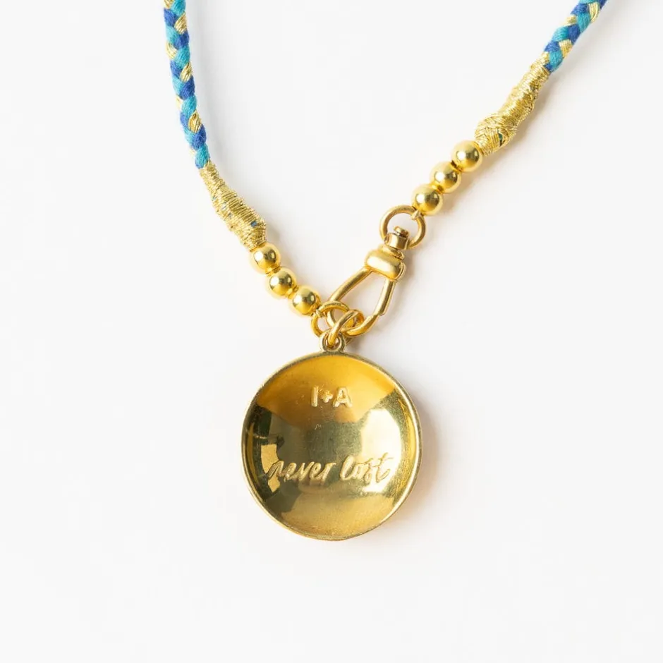 INK + ALLOY Maria Braided Necklace With Enamel Pendant Never Lost Blue