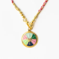 INK + ALLOY Maria Braided Necklace With Enamel Pendant Amore Red