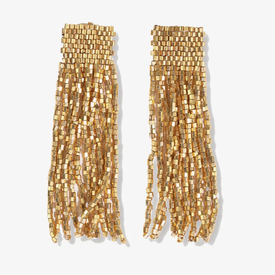 INK + ALLOY Marilyn Solid Beaded Fringe Earring Gold