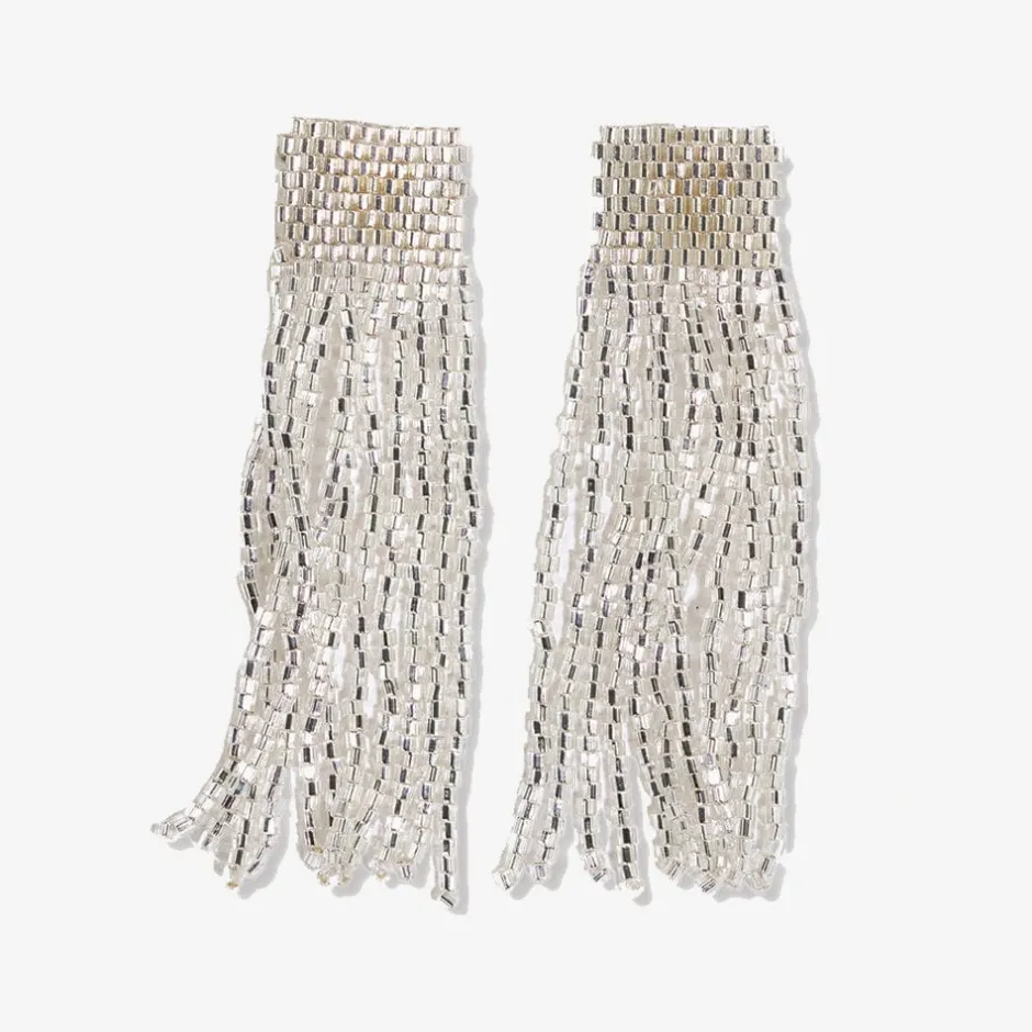INK + ALLOY Marilyn Solid Beaded Fringe Earring Silver