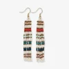 INK + ALLOY Melissa Horizontal Colorblocks Petite Beaded Fringe Earrings Teal + Poppy