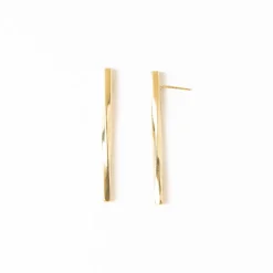 INK + ALLOY Millie Twisted Bar Drop Earrings Brass
