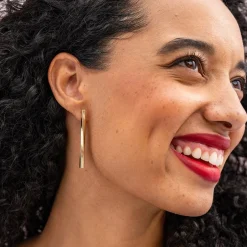 INK + ALLOY Millie Twisted Bar Drop Earrings Brass
