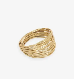 INK + ALLOY Morgan Brass Multi-Layer Organic Textured Ring 18k Size 8