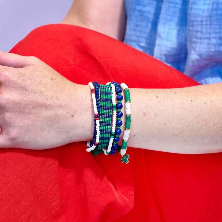 INK + ALLOY Navy and Kelly Green Bracelet Stack of 6