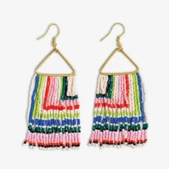 INK + ALLOY Paige Ascending Blocks Beaded Fringe Earrings Rio