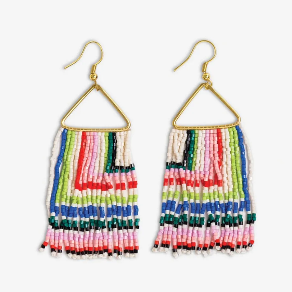 INK + ALLOY Paige Ascending Blocks Beaded Fringe Earrings Rio