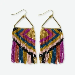 INK + ALLOY Paige Ascending Diamond Beaded Fringe Earrings Jewel Tone