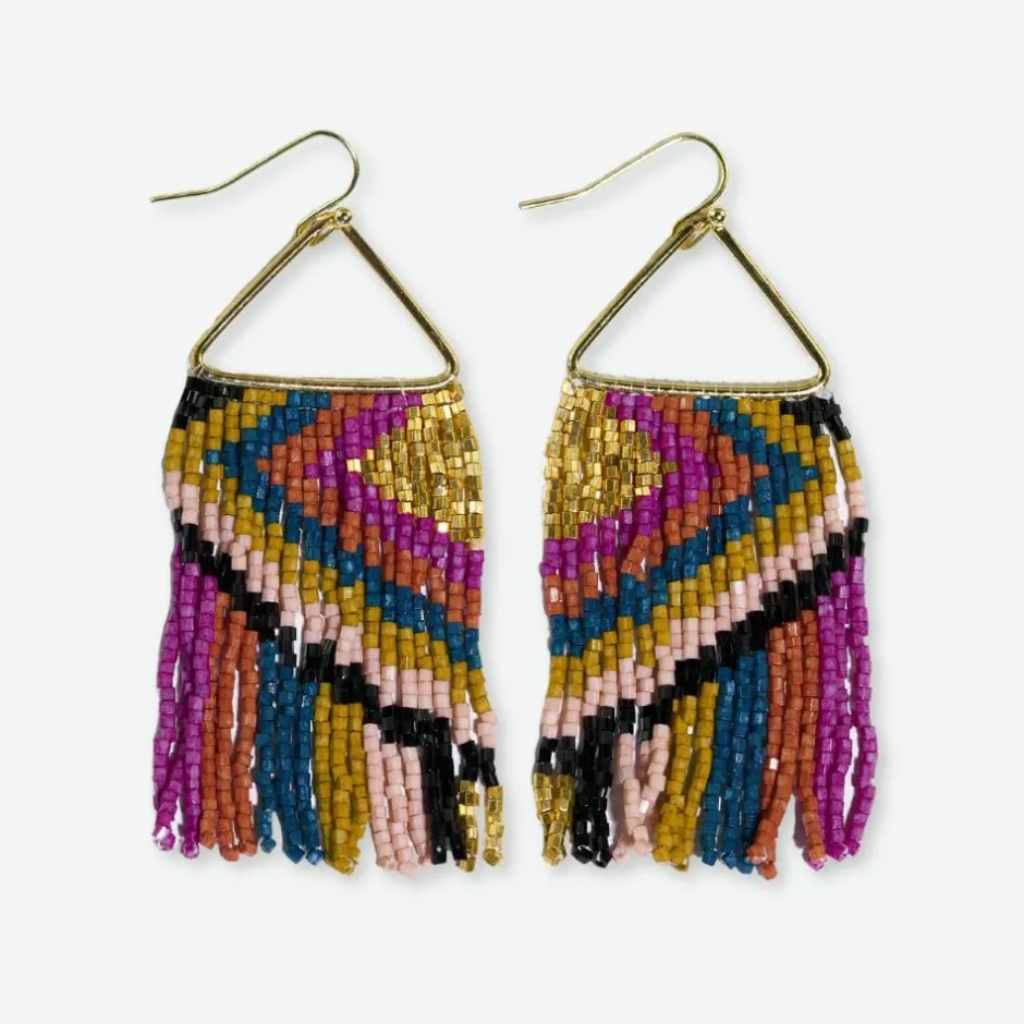 INK + ALLOY Paige Ascending Diamond Beaded Fringe Earrings Jewel Tone