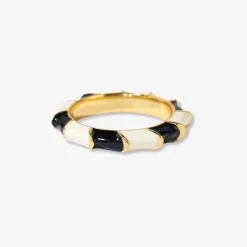 INK + ALLOY Paisley Twisted Coloblock Enamel Ring Black/White Black/White- Size 7