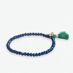 INK + ALLOY Patsy Solid Crystal Stretch Bracelet With Tassel Navy