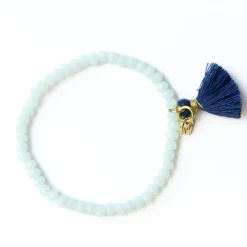 INK + ALLOY Patsy Solid Crystal Stretch Bracelet With Tassel Light Blue