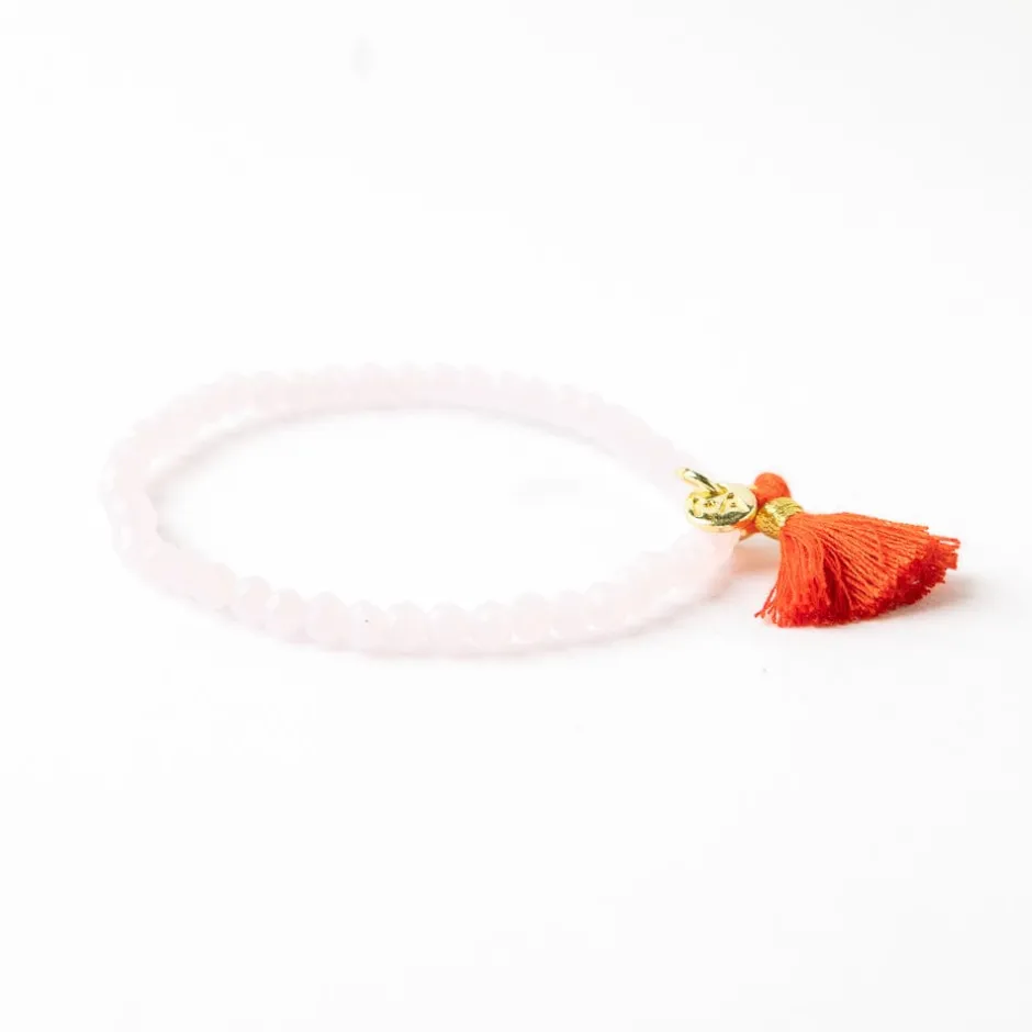 INK + ALLOY Patsy Solid Crystal Stretch Bracelet With Tassel Pink