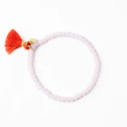 INK + ALLOY Patsy Solid Crystal Stretch Bracelet With Tassel Pink