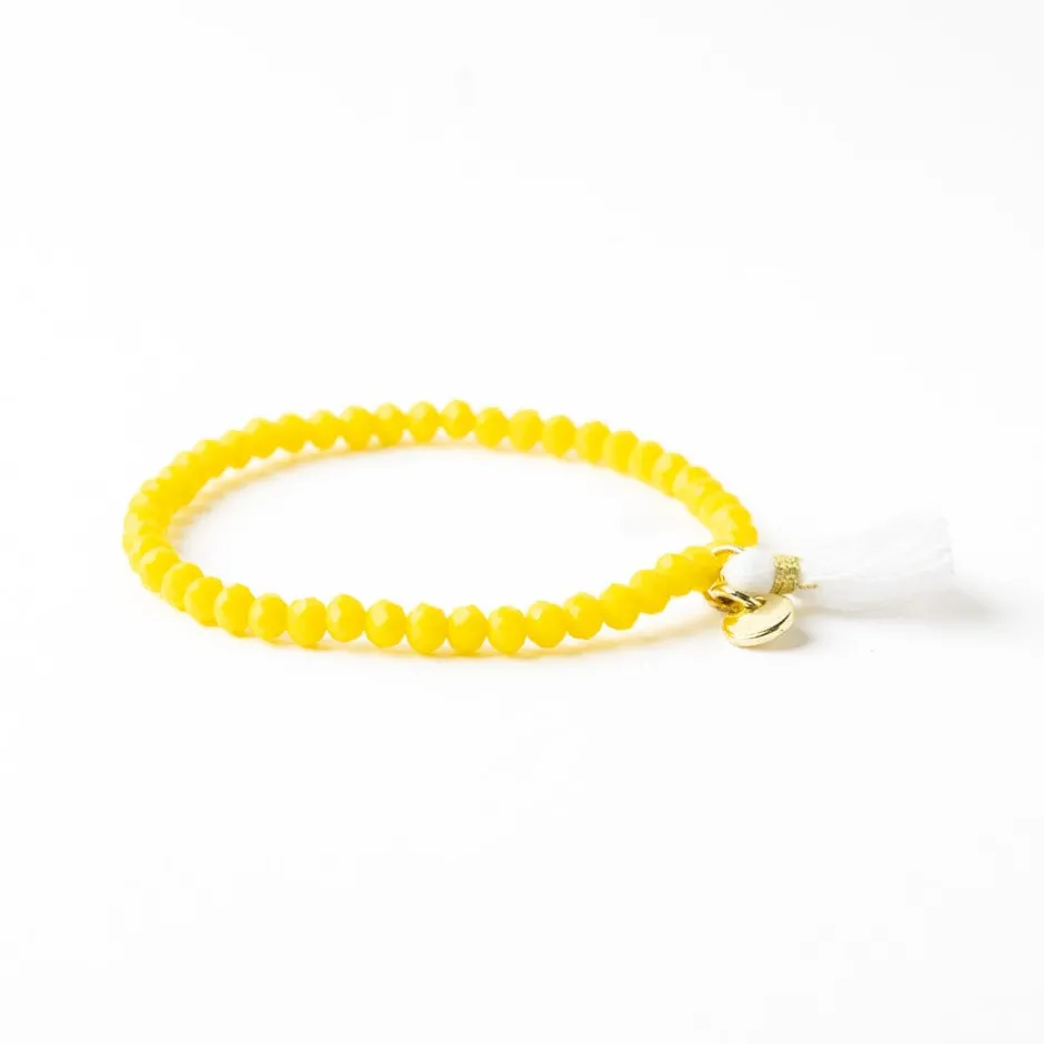 INK + ALLOY Patsy Solid Crystal Stretch Bracelet With Tassel Yellow
