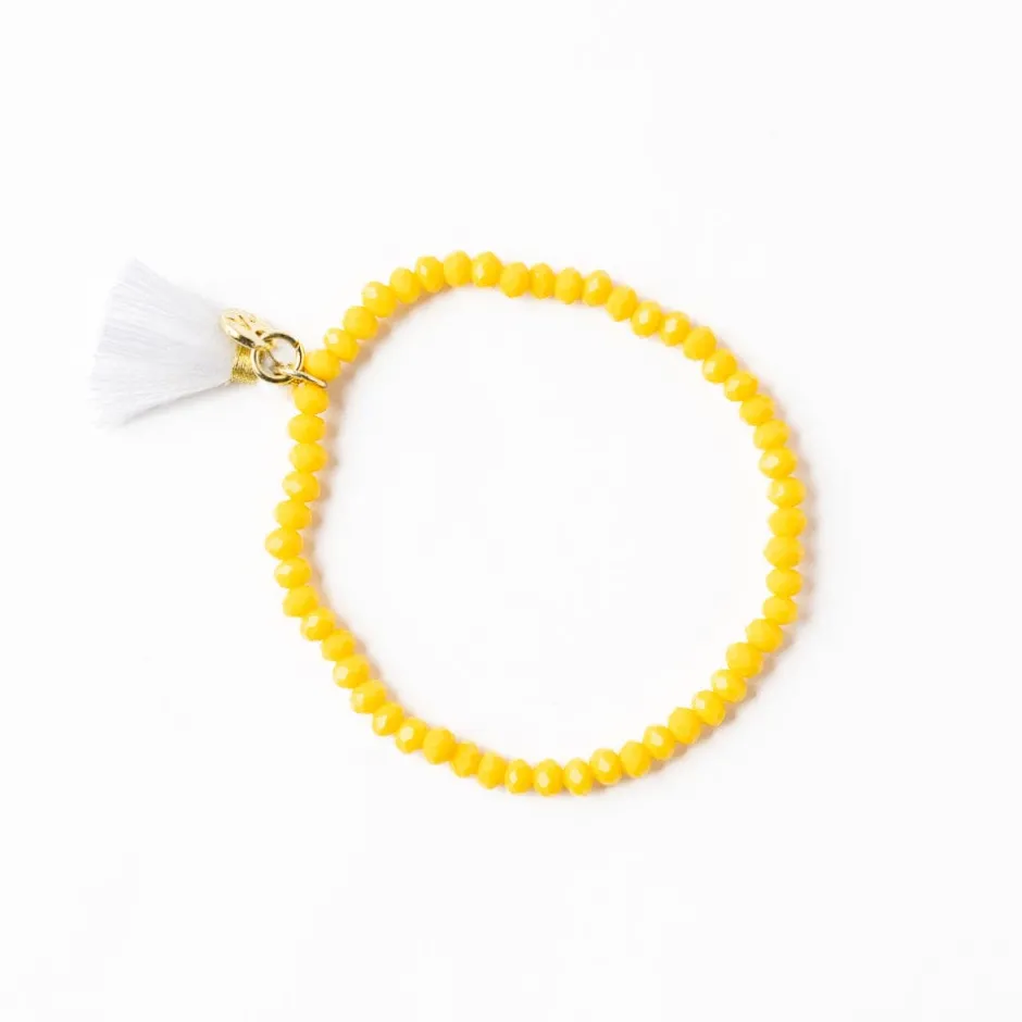 INK + ALLOY Patsy Solid Crystal Stretch Bracelet With Tassel Yellow
