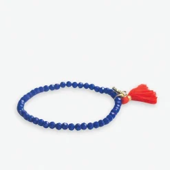 INK + ALLOY Patsy Solid Crystal Stretch Bracelet With Tassel Royal Blue