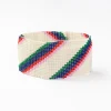 INK + ALLOY Penelope Stripe Diagonal Seed Bead Bracelet Ivory Navy Green Red