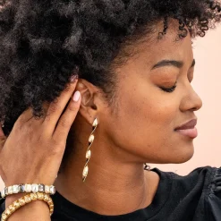 INK + ALLOY Piper Twisted Ribbon Drop Earrings Brass
