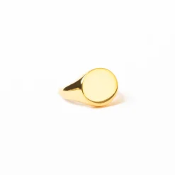 INK + ALLOY Poppy Brass Flat Round Signet Ring 18k Gold