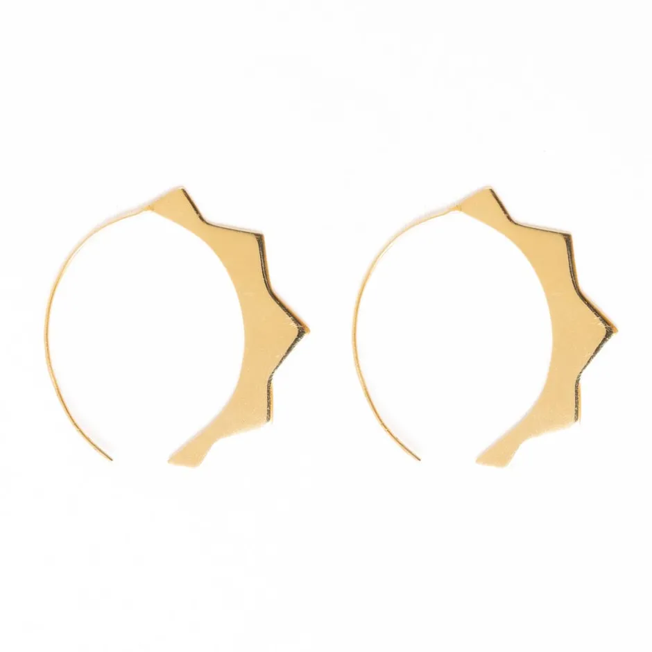 INK + ALLOY Quinn Sun Threader Earrings Brass