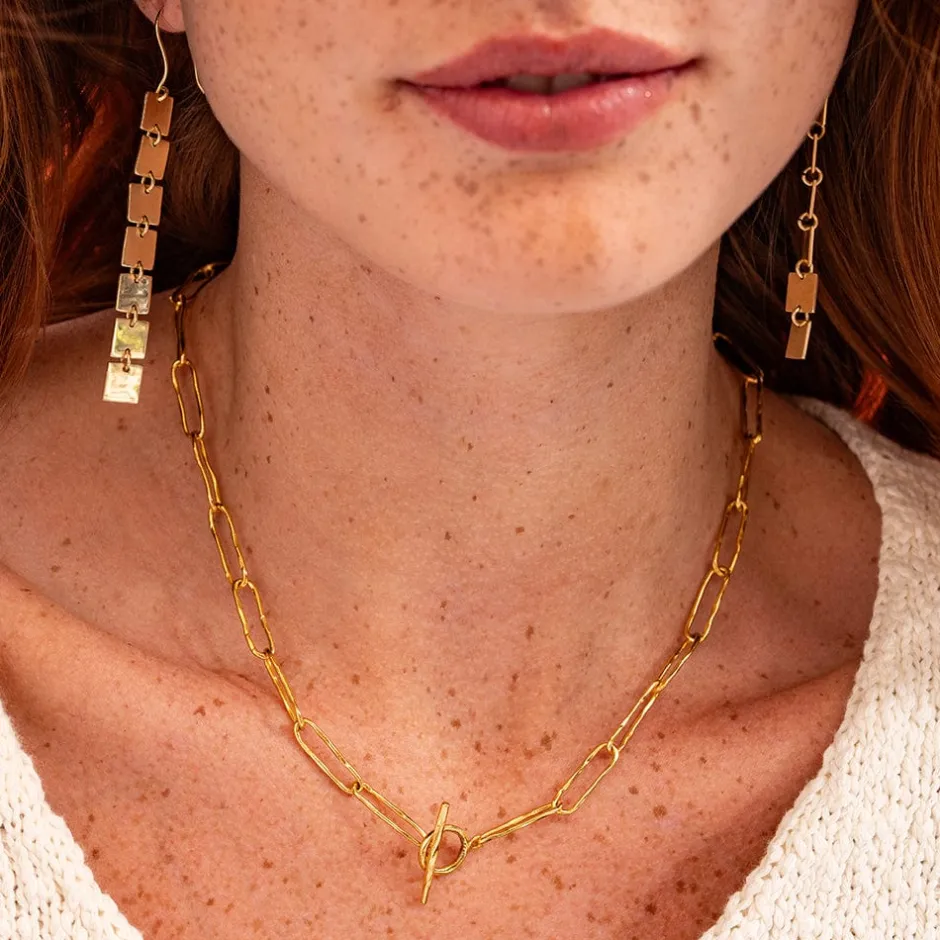 INK + ALLOY Rachel 18K Paperclip Chain Necklace With Toggle Closure 18"