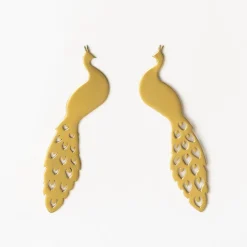 INK + ALLOY Raquel Large Peacock Post Earrings Brass