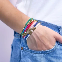 INK + ALLOY Rory Sequins and Pearls Bracelet Stack of 7 Rainbow