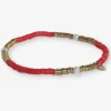 INK + ALLOY Rory Solid Color With Gold And Pearls Small Sequin Stretch Bracelet Red