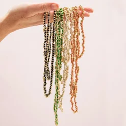 INK + ALLOY Rosemary Thread With Brass Extra Long Necklace Leaf Green