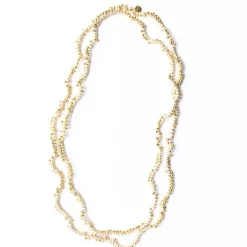 INK + ALLOY Rosemary Thread With Brass Extra Long Necklace White
