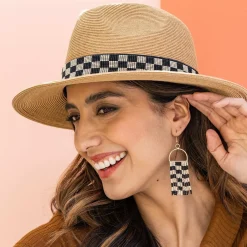 INK + ALLOY Ryan Checkered Beaded Stretch Hatband Black and White